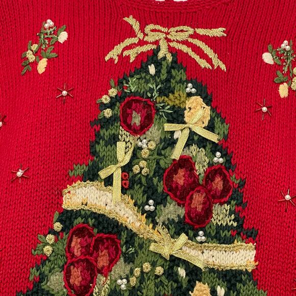 VINTAGE 90s Tiara International Christmas Tree Ugly Christmas Sweater Size Large - Picture 2 of 6